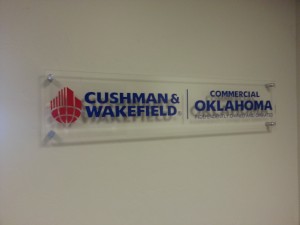 Picture of lobby sign made for Commercial Oklahoma.