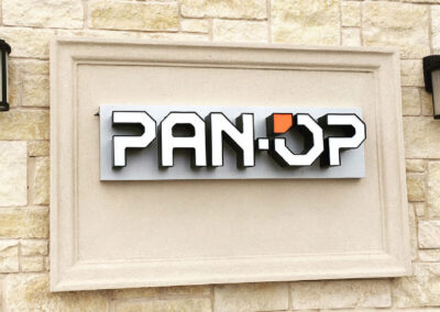 Mini channel letter wall sign for PanOp.
