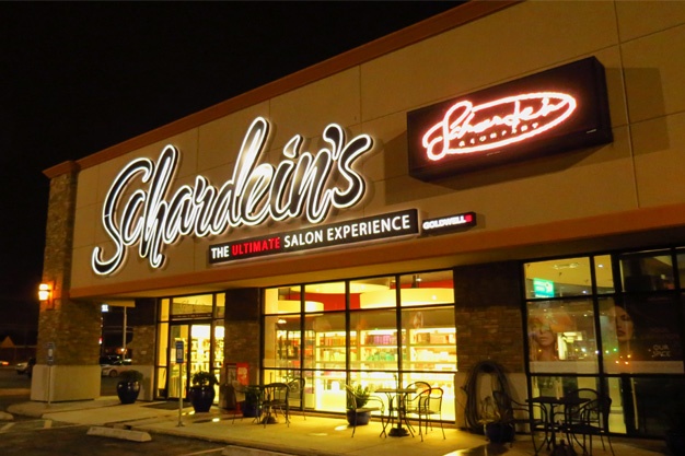 Photo of a large salon sign.
