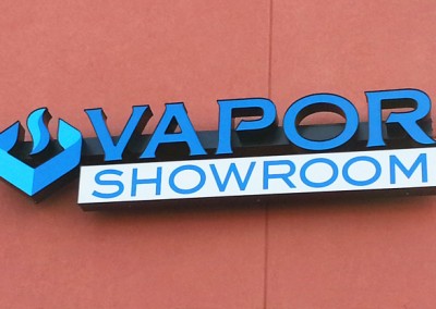 Picture of channel letter sign for vapor store.