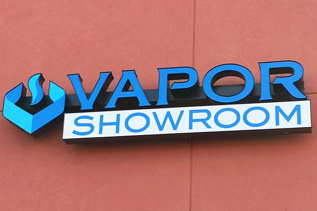 Picture of channel letter sign for vapor store.