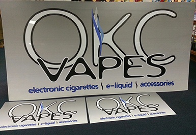 Picture of a digitally printed sign face for OKC Vapes in Norman.