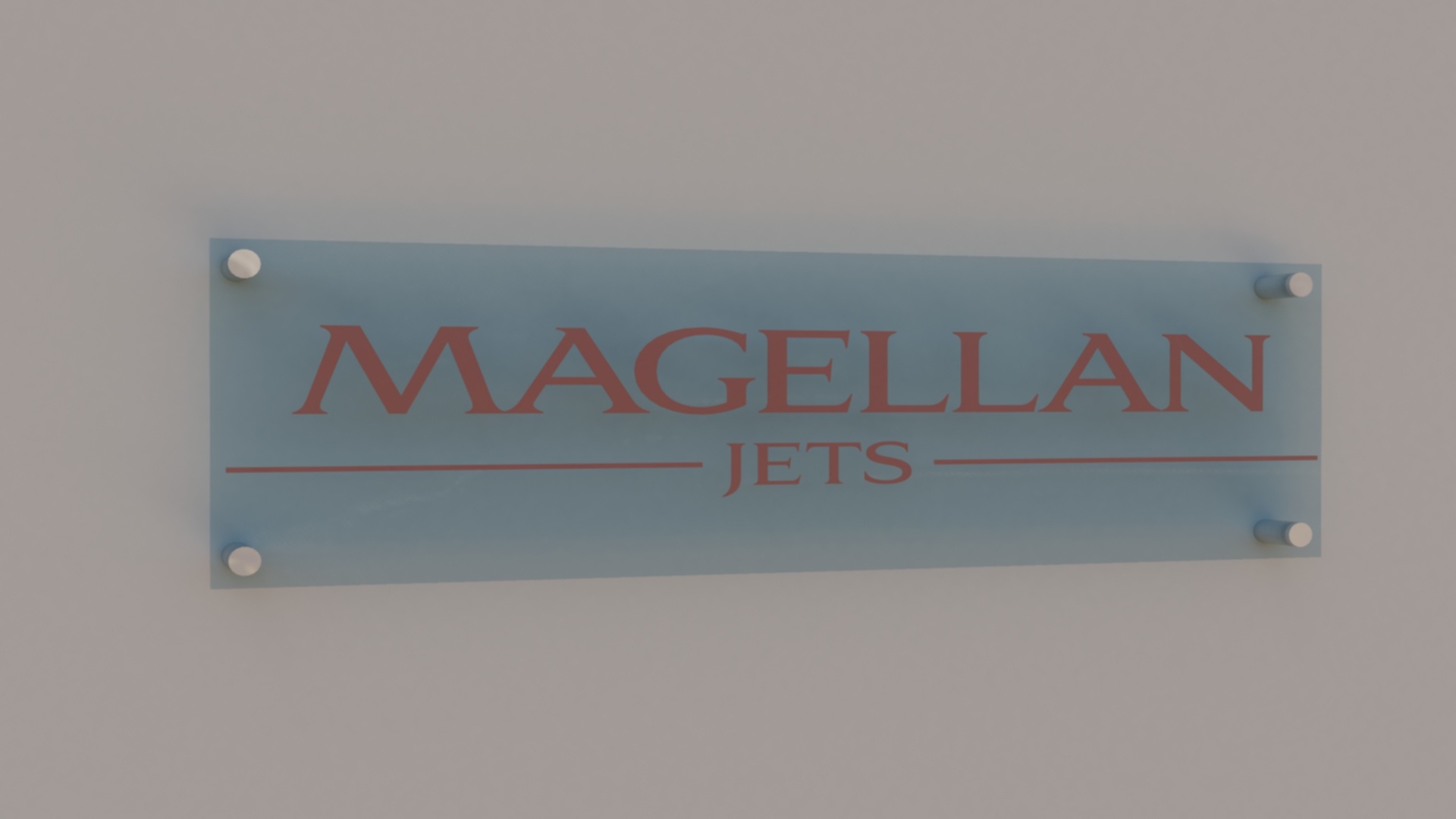 3D rendering of Magellan Jets new logo office sign