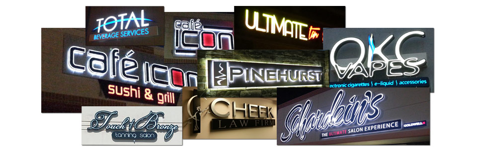 Image of multiple sign projects finished.