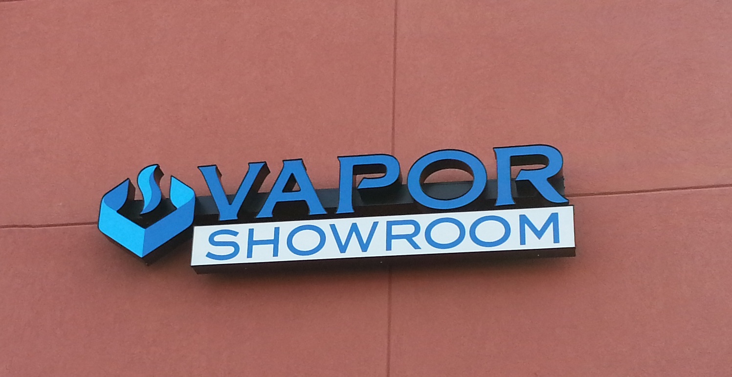 Picture of exterior sign for Vapor Showroom.